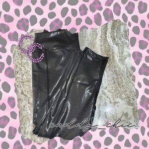 PINK Active Shiny Faux Leather Leggings Size Medium NWOT